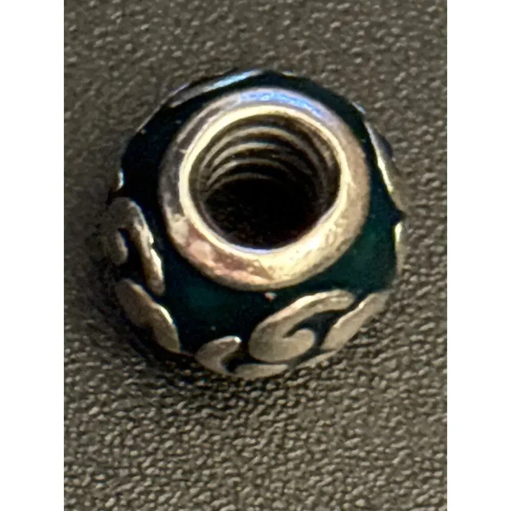 Pandora 925 ALE Green Enamel Swirl Charm Sterling Silver
